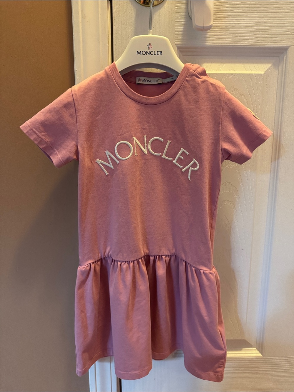 Moncler Pink Logo Tee Dress for Kids